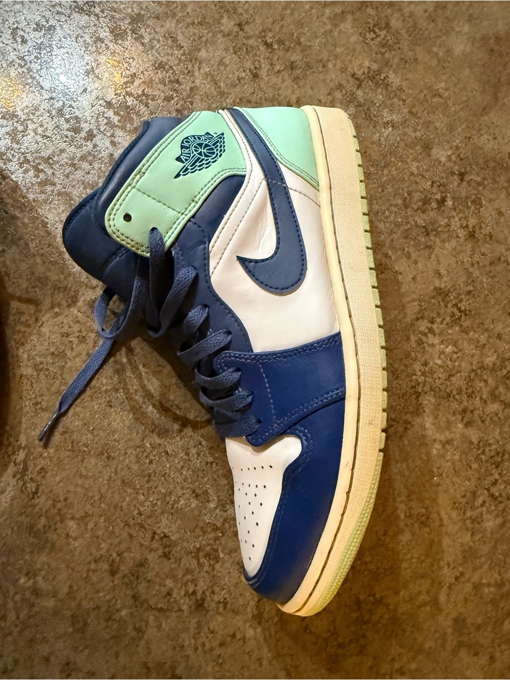 Nike Air Jordan 1 Mid Blue White Mint Green - Picture 11 of 12